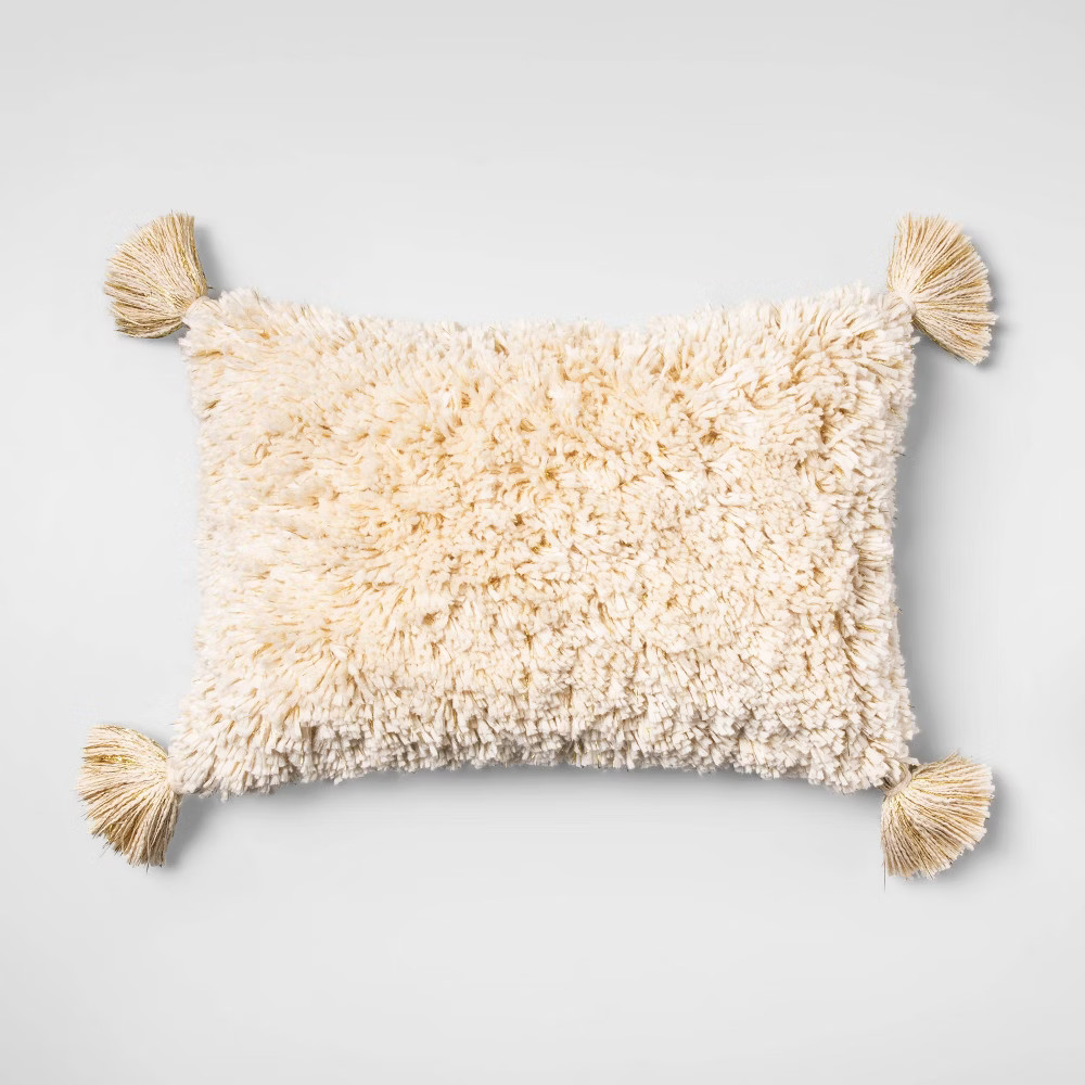 Throw Pillow Cream Gold - Opalhouse , Size: Lumbar, Ivory/Gold | Target