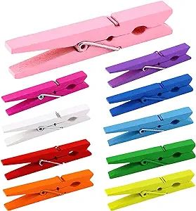 Clothes Pins, Colored Clothespins 50 PCS 2.9" Natural Birchwood Close Pins, Strong Grip, Colorful... | Amazon (US)