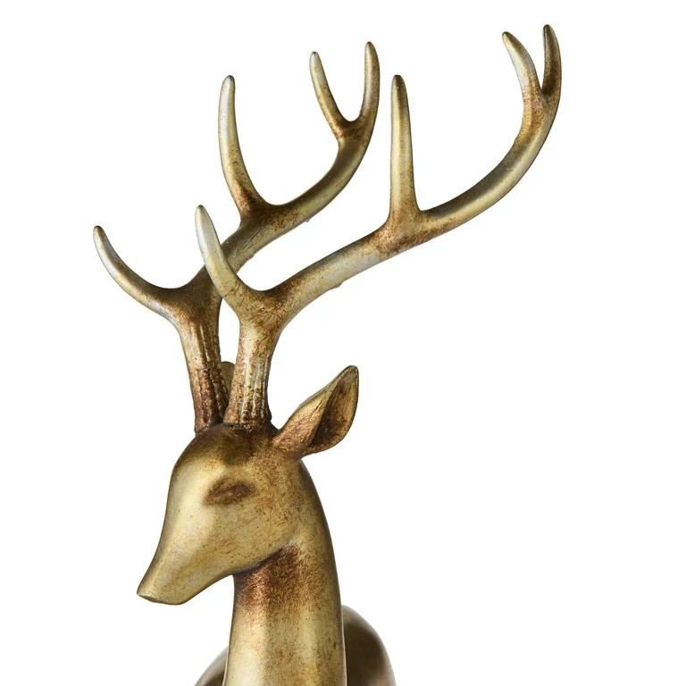 Sitting Deer Christmas Tabletop Decoration, Gold, 11", by My Texas House | Walmart (US)