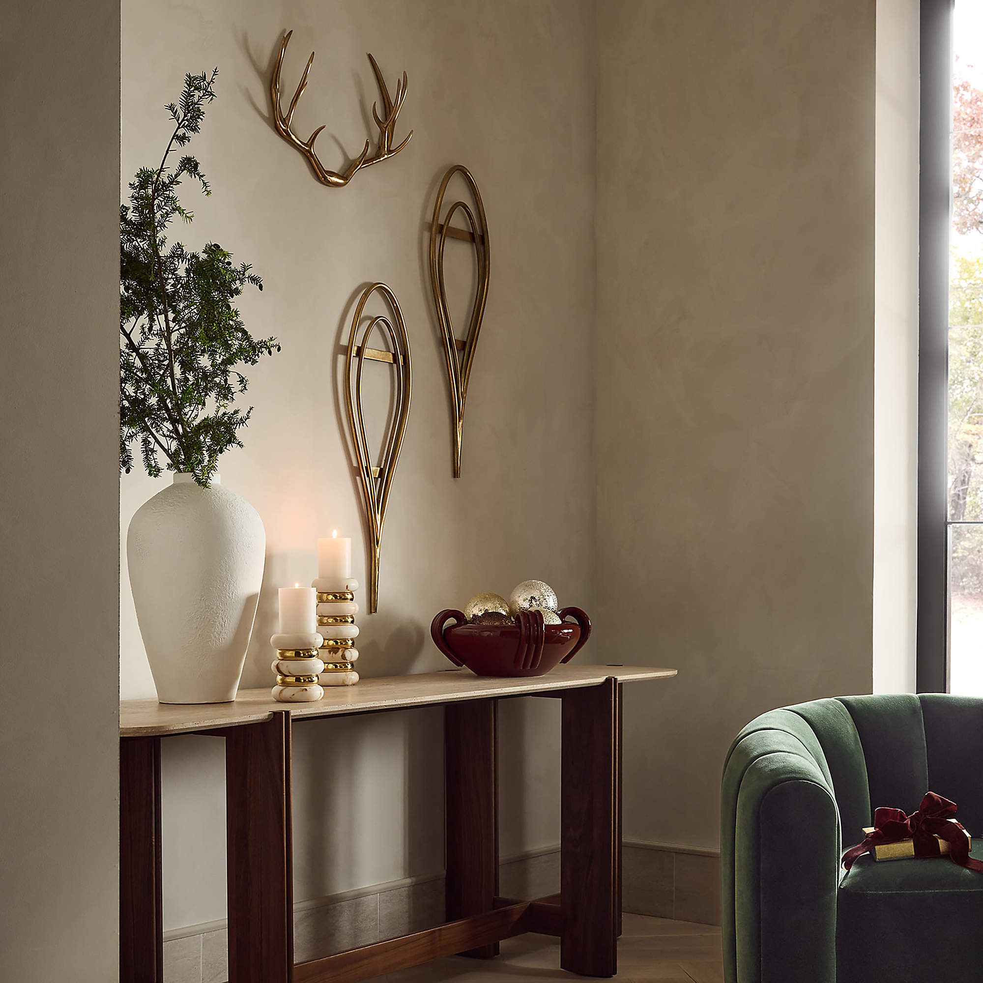 Arden Aged Brass Snow Shoe Wall Decor Set of 2 | CB2 | CB2