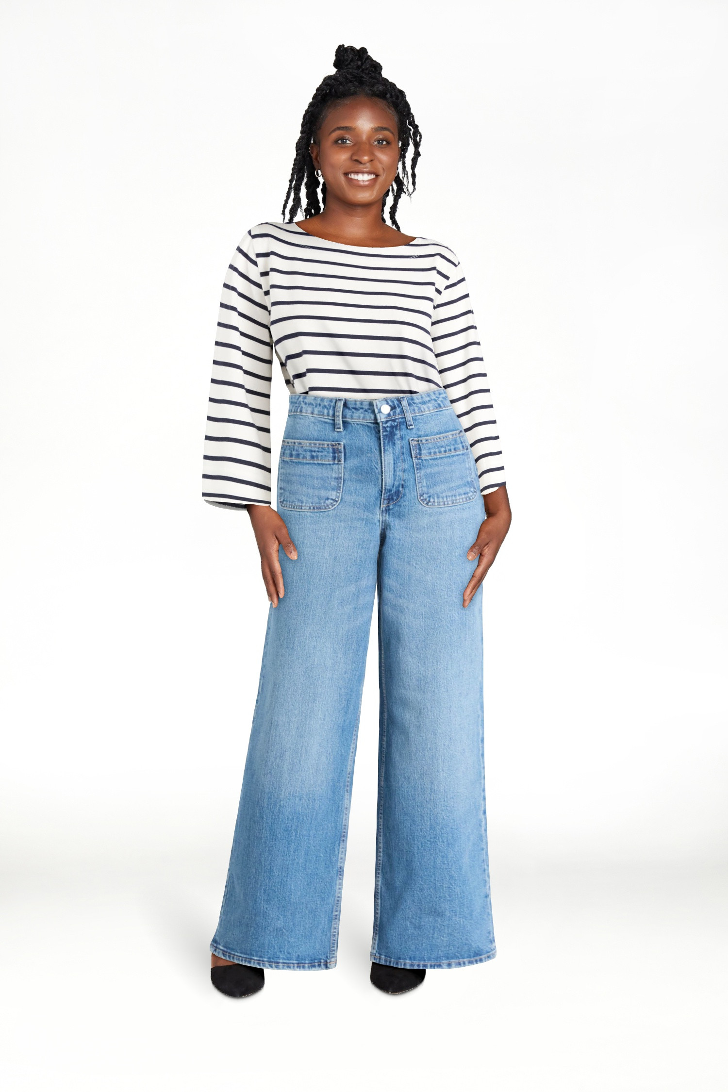 Free Assembly Women's and Women's Plus Wide Leg Jeans with Patch Pockets, 30", 32", and 34" Insea... | Walmart (US)