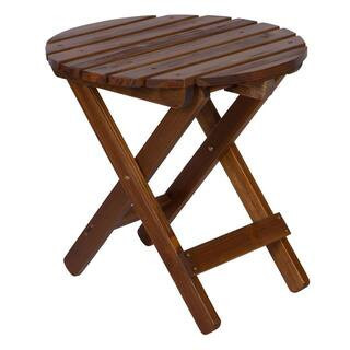 19.5 in. Rustic Brown Round Cedar Wood Outdoor Folding Weather Resistant Patio Table | The Home Depot