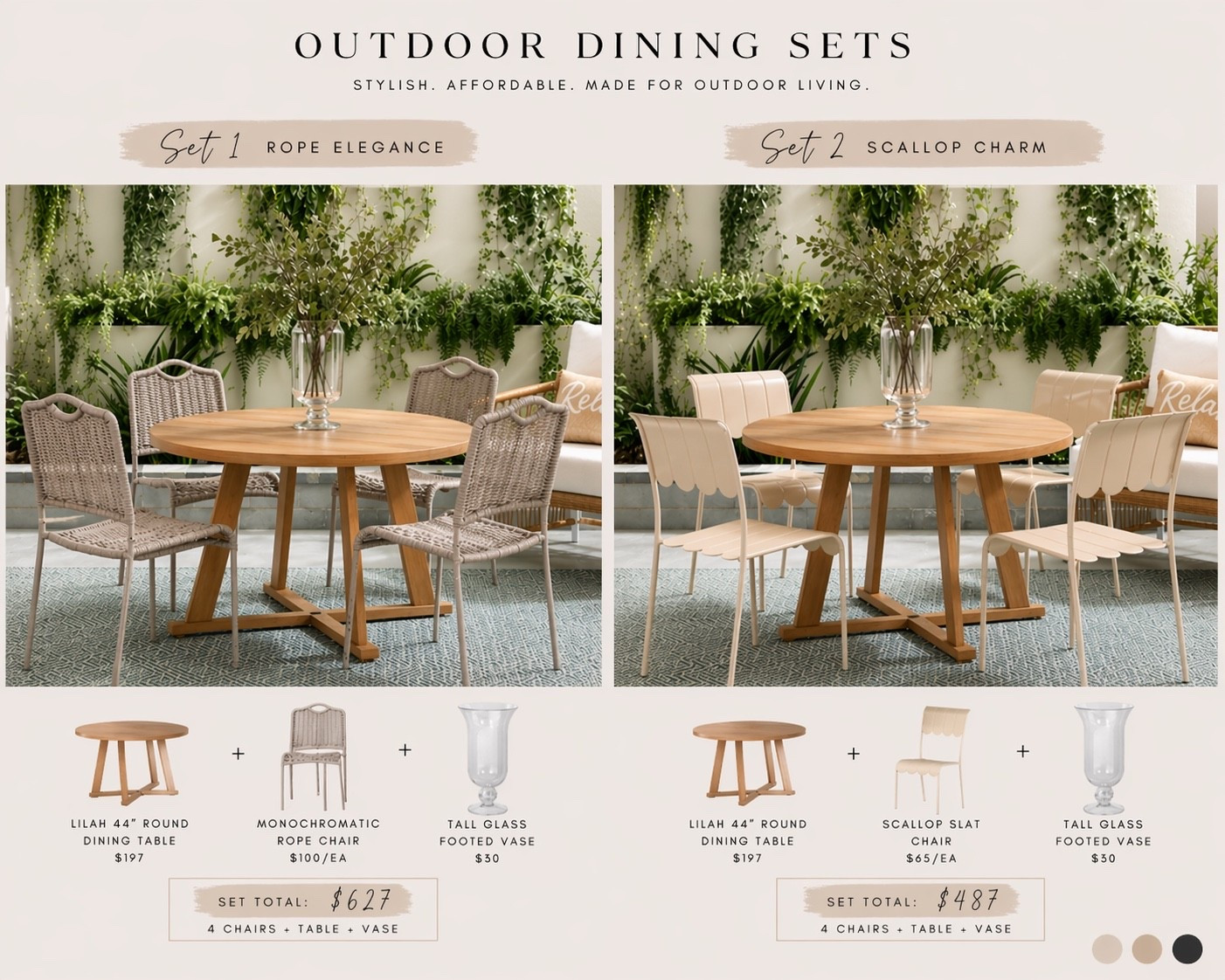 Some cutie and more affordable dining sets!! Perfect for smaller areas. Would also look so cute in a garden! This outdoor dining table is under $200. Shop my finds here. I’ve also seen all of this in person! 

#LTKHome #LTKSeasonal