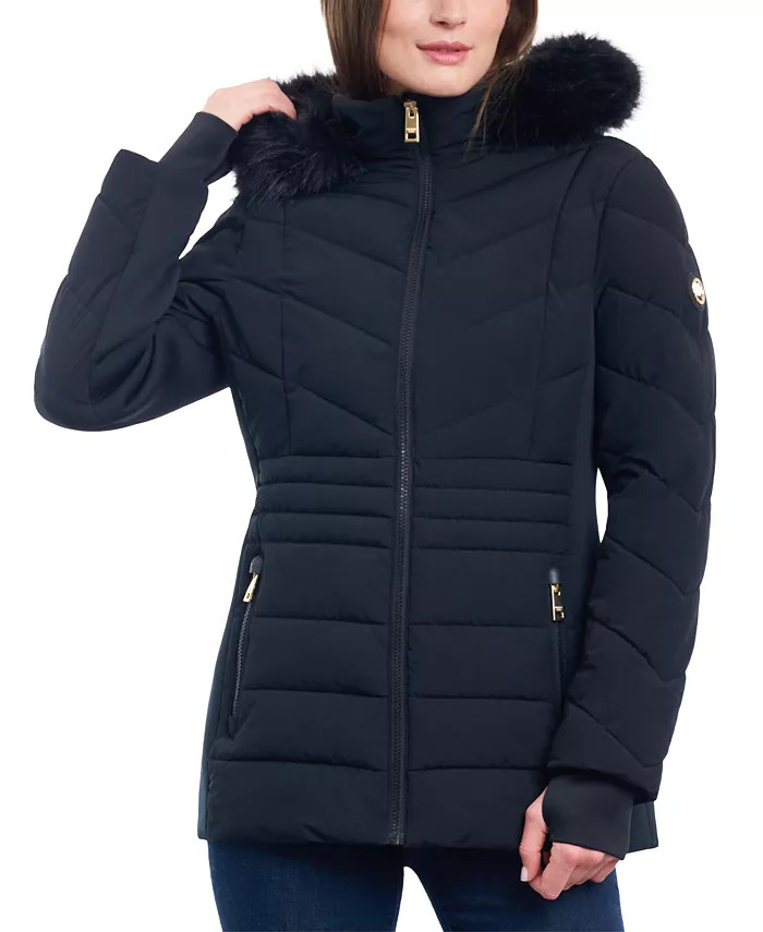 Women's Faux-Fur-Trim Hooded Puffer Coat, Created for Macy's | Macy's Canada
