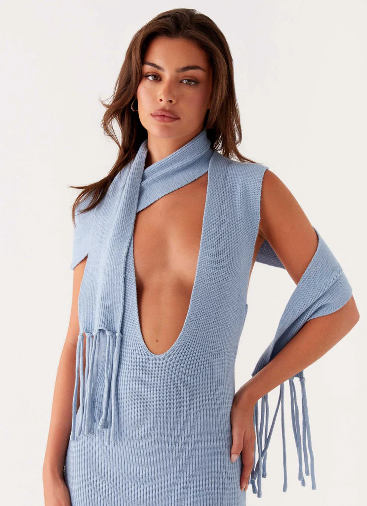 Raine Knit Maxi Dress - Blue | Peppermayo (Global)