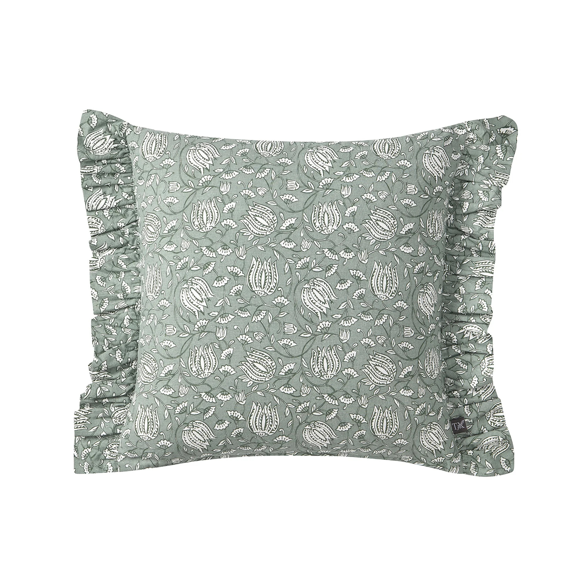 My Texas House 18" x 18" Arden Dusty Green Floral Cotton Decorative Pillow Cover | Walmart (US)