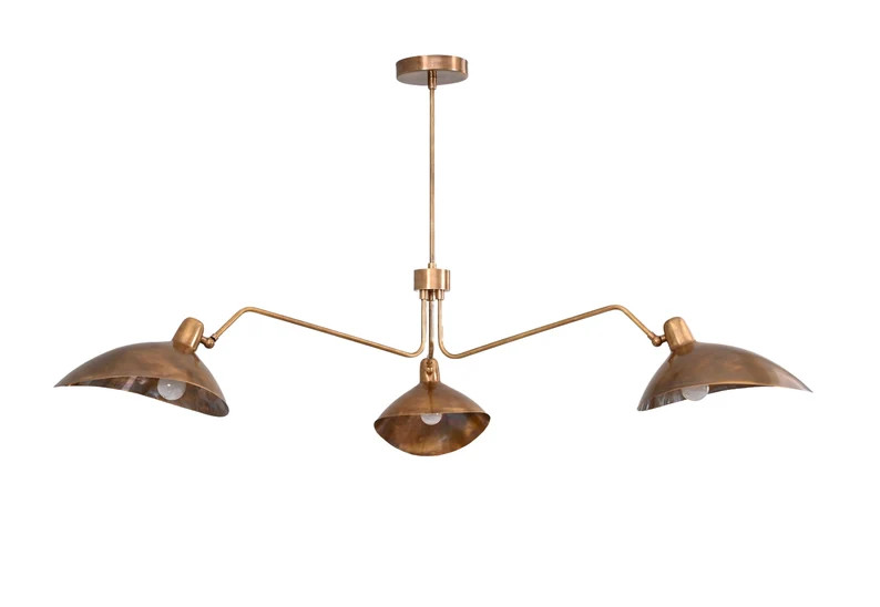 3 Light Curved Mid Century Modern Raw Brass Sputnik Chandelier Light Fixture - Etsy | Etsy (US)