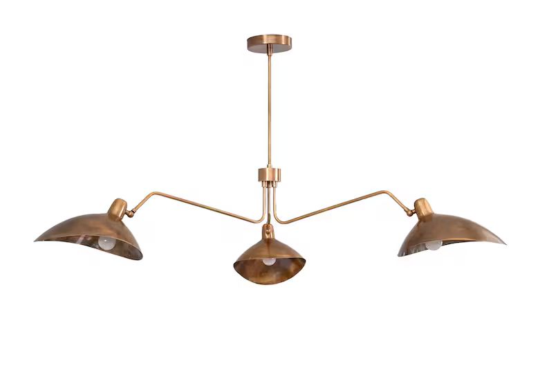 3 Light Curved Mid Century Modern Raw Brass Sputnik Chandelier Light Fixture - Etsy | Etsy (US)