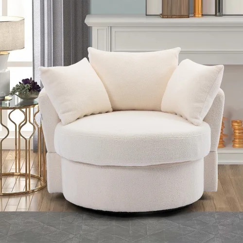 JINS & VICO Swivel Barrel Chair Modern Round Oversized Barrel Chairs, Sofa Lounge Accent Chair, A... | Walmart (US)