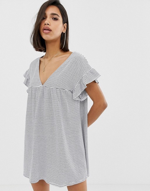 ASOS DESIGN 2 ways cotton slub smock dress in stripe | ASOS US