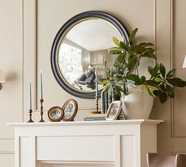 Chris Loves Julia Convex Mirror with Brass Frame