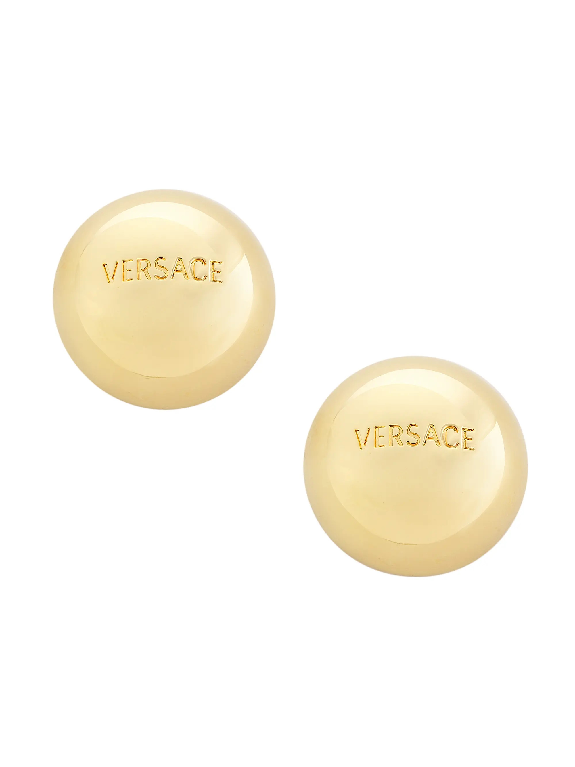Goldtone Domed Logo Button Earrings | Saks Fifth Avenue