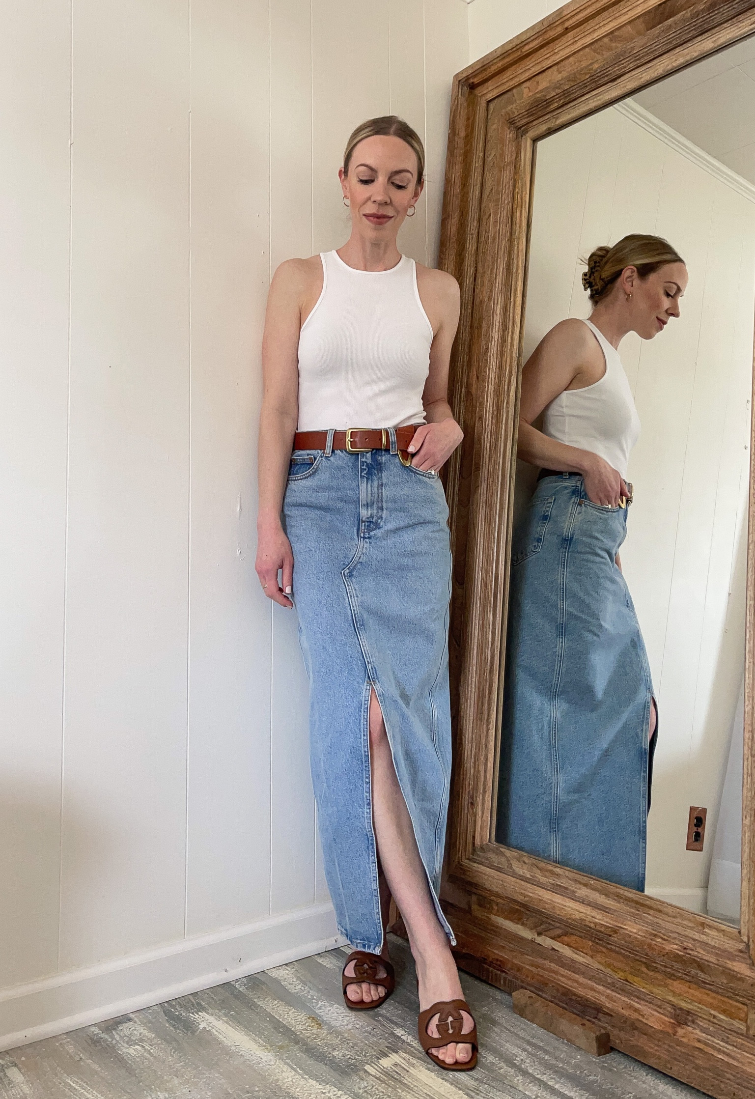 Slit denim skirt - Women curated on LTK