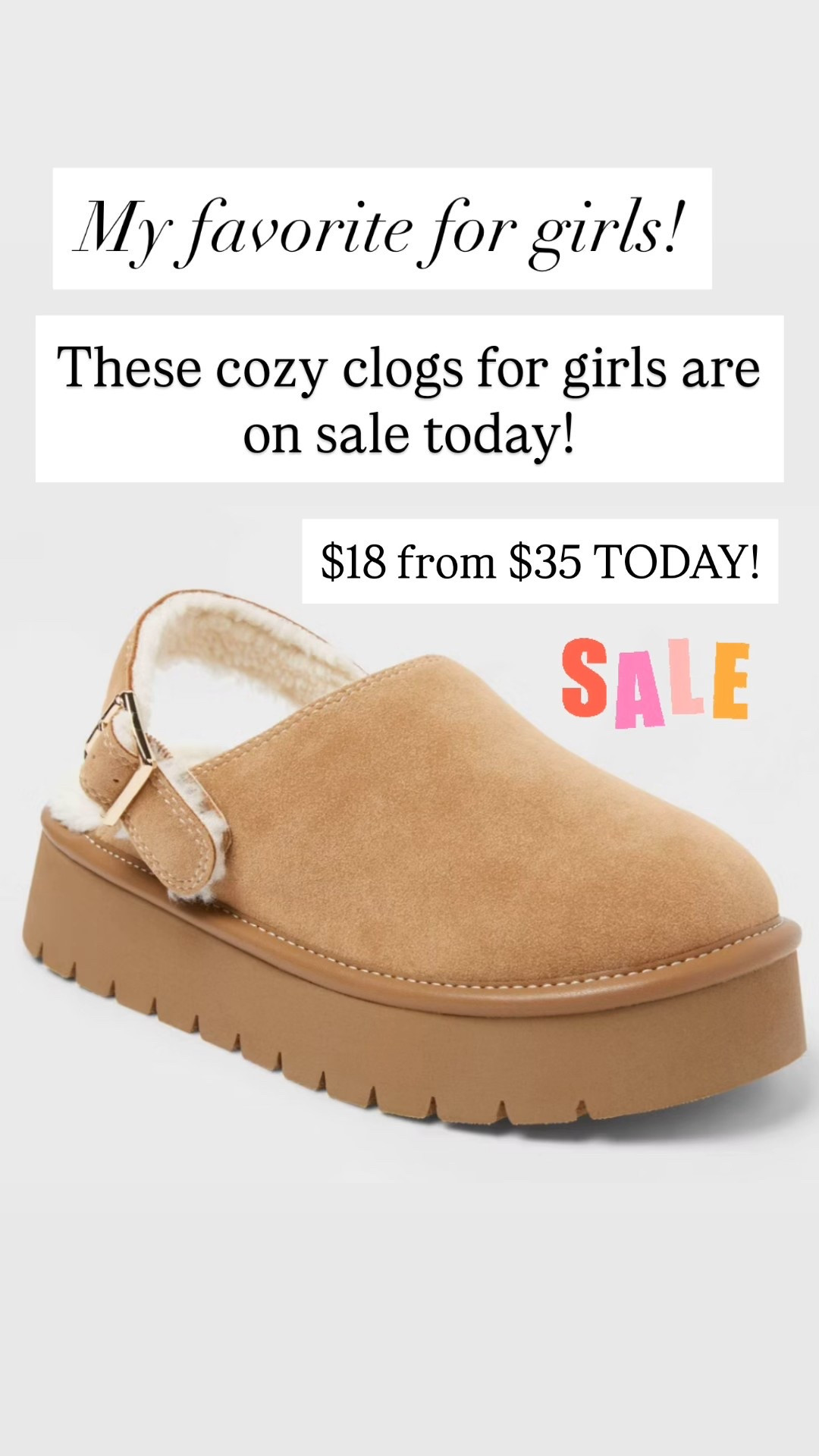 These cozy clogs are my favorite! My daughter lives in these! These are only $18 right now scoop these up

#LTKKids #LTKSaleAlert #LTKShoeCrush