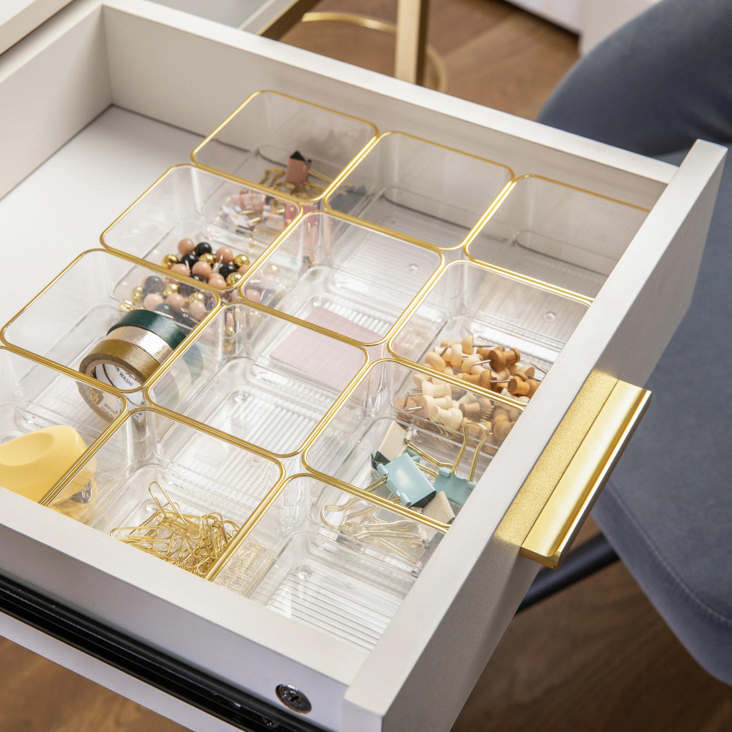 Thomas Martha Stewart Plastic Stackable Office Desk Drawer Organizers with Metallic Trim, 3" x 3"... | Wayfair North America