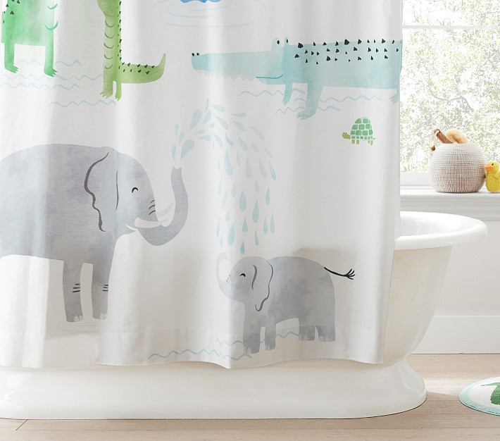 Safari Printed Shower Curtain | Pottery Barn Kids