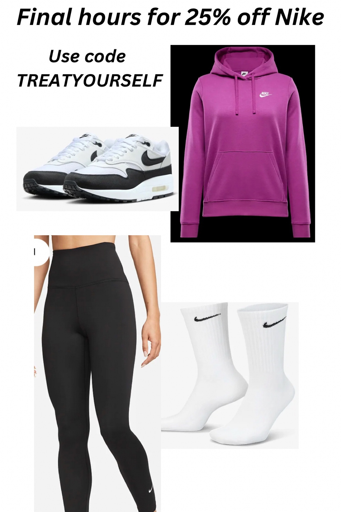 Final hours of 25% off Nike. Use code TREATYOURSELF

Nike, Christmas gift, shopping, Christmas idea, athletic wear, thanksgiving outfit, athletic 

#LTKActive #LTKSaleAlert #LTKMidsize