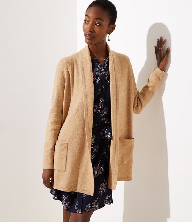 Shawl Pocket Open Cardigan | LOFT | LOFT