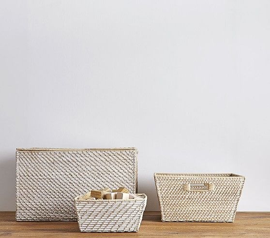 Quinn White Washed Baskets | Pottery Barn Kids