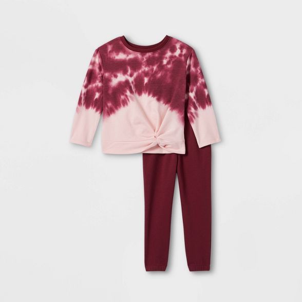 Toddler Girls' 2pc Twist-Front Tie-Dye Sweatshirt & Joggers Set - art class™ | Target
