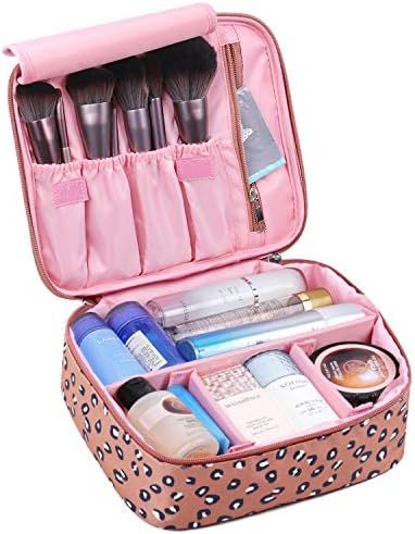 Travel Makeup Bag Large Cosmetic Bag Make up Case Organizer for Women and Girls (Leopard) | Amazon (US)