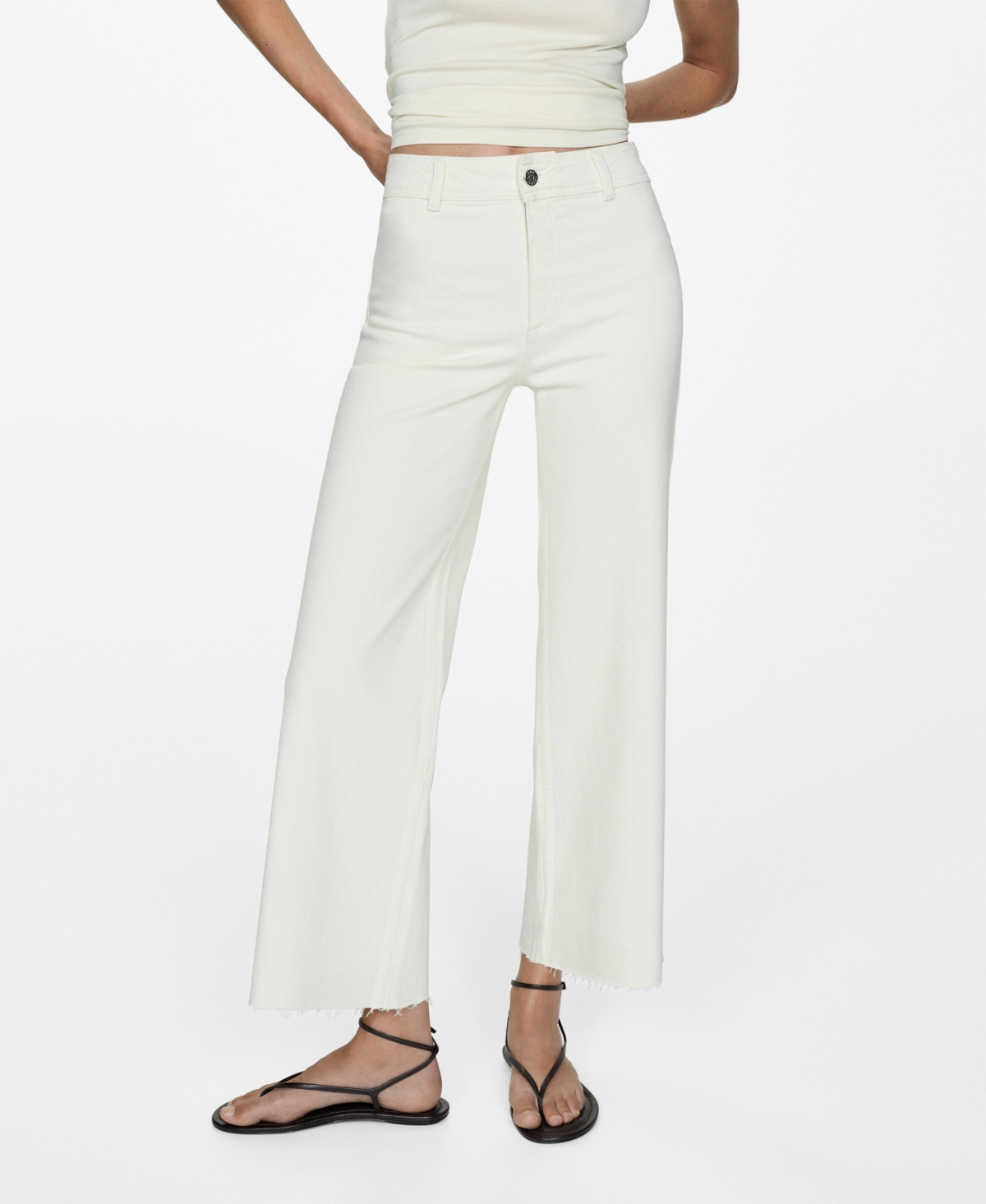 Mango Women's Catherin Culotte High Rise Jeans - Off White | Macy's