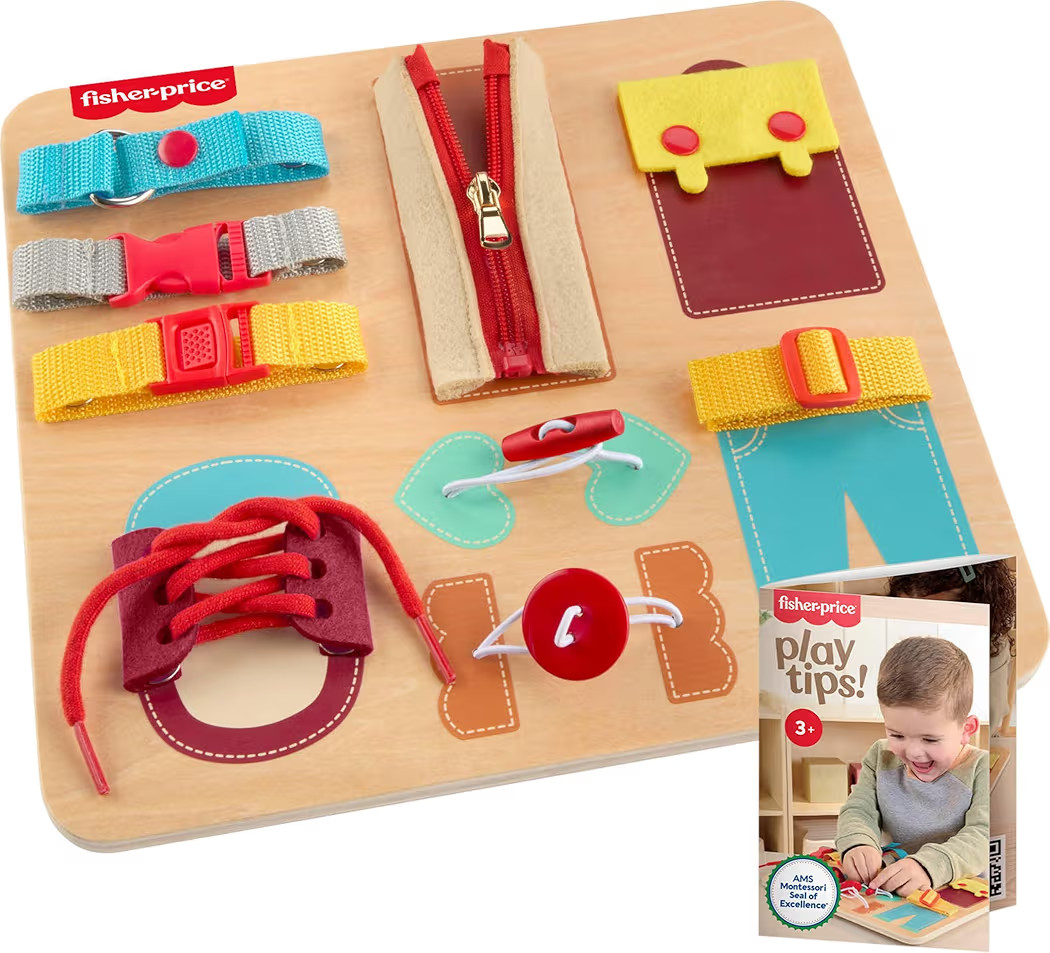 Fisher-Price Wood Montessori Toy Dressing Board, American Montessori Society Seal of Excellence, ... | Amazon (US)