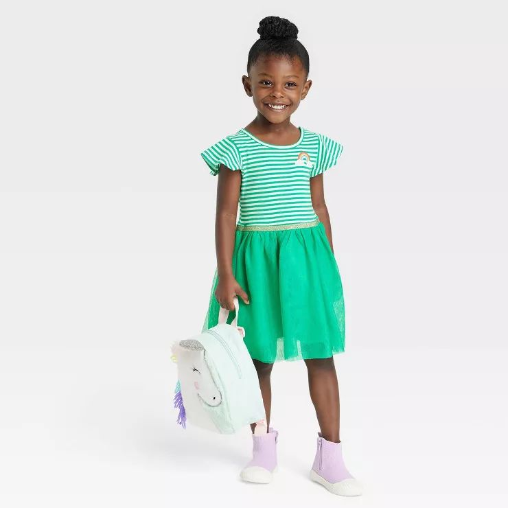 Toddler Girls' Striped Rainbow Tulle Dress - Cat & Jack™ Green | Target