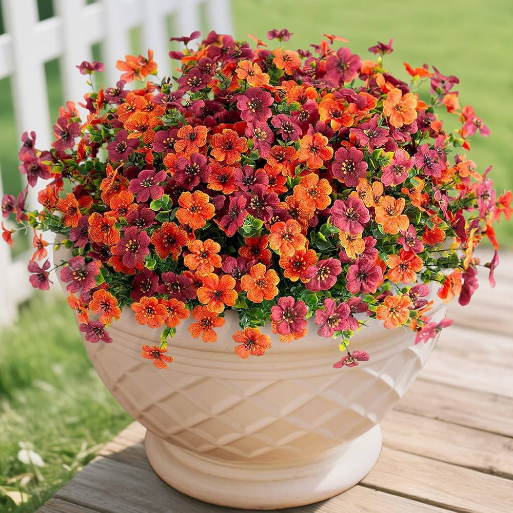 Fall Mums Artificial Flowers for Outdoors Potted, 12 Bundles Fake Fall Daisy Flower with Realisti... | Amazon (US)