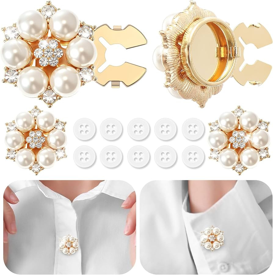 6 Sets Button Covers Rhinestone Covers with 20 Pcs 11 Mm/0.43” Sewing Buttons Crystal Clip on J... | Amazon (US)