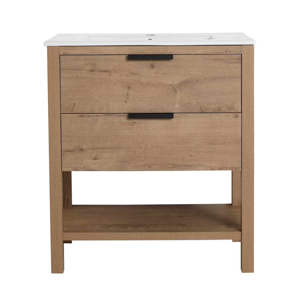 30" Bathroom Vanity with 2 Drawers and 1 Ceramic Sink, Oak - ModernLuxe | Target