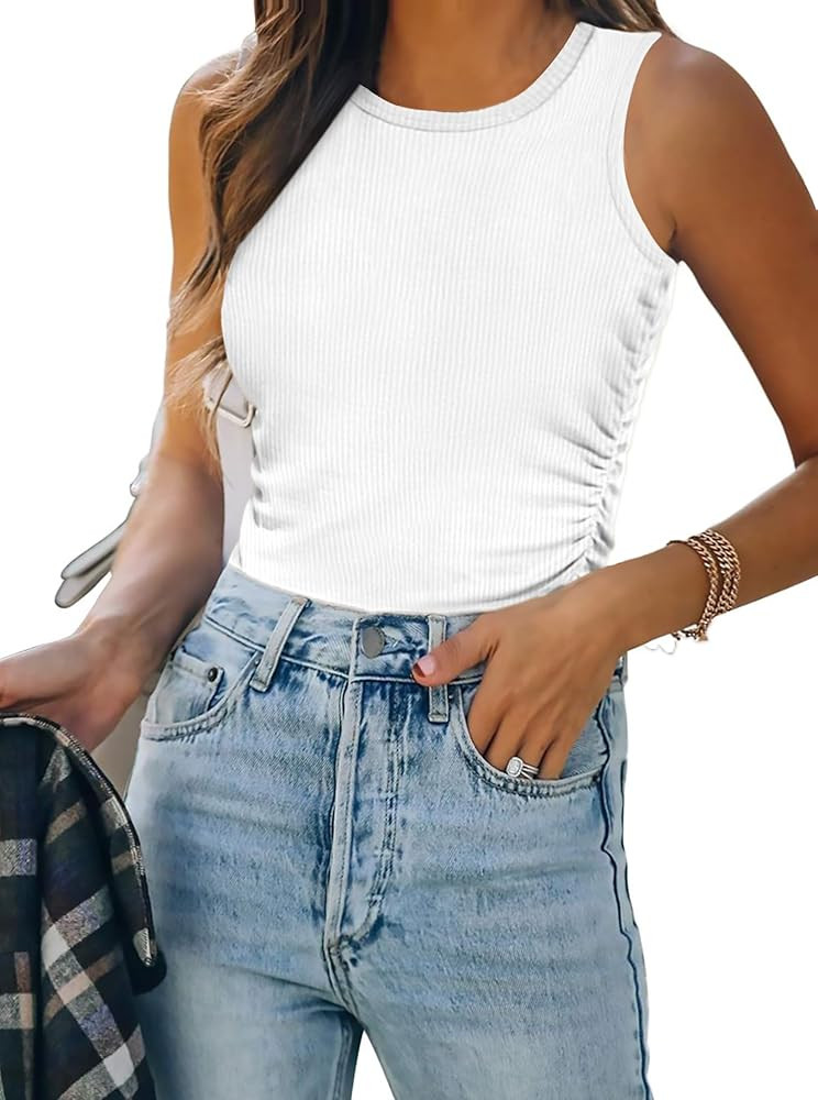 Zeagoo Womens Tank Tops 2024 Sleeveless Summer Tops High Neck Ribbed Knit Shirts Casual Basic Ruc... | Amazon (US)