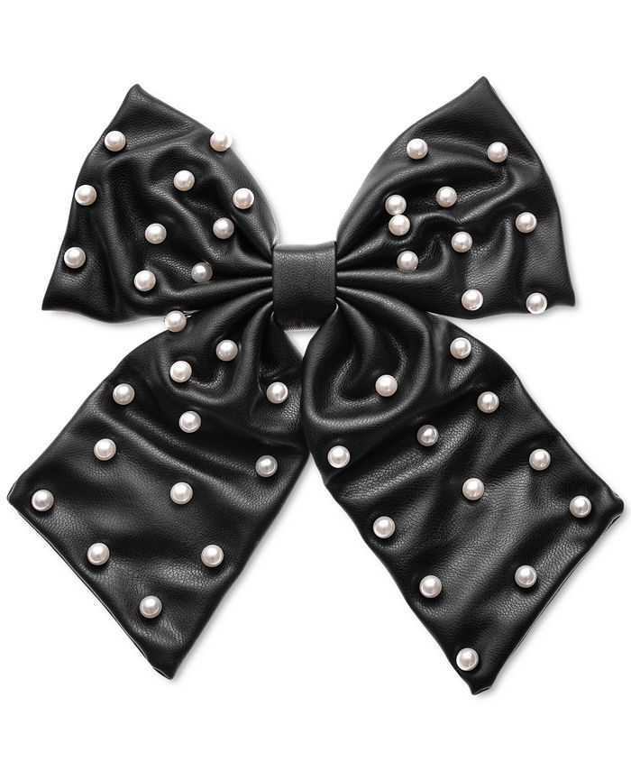 INC International Concepts Silver-Tone Studded Leather Bow Hair Clip, Created for Macy's & Review... | Macys (US)