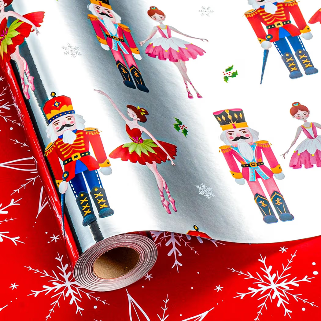 MAYPLUSS Christmas Nutcracker Wrapping Paper - 17 Inch X 33 Feet - Metallic Christmas Gift Wrappi... | Amazon (US)