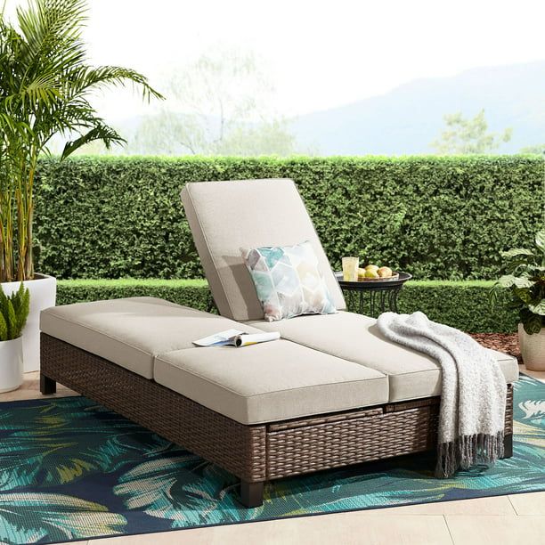 Better Homes & Gardens Brookbury Double Outdoor Chaise Lounge Chair- Beige - Walmart.com | Walmart (US)