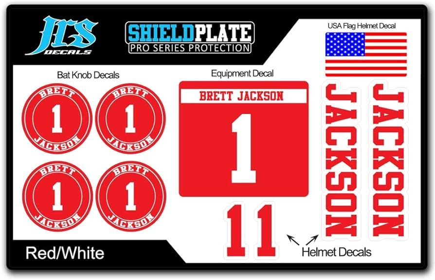 Baseball Softball Player Bat Knob and Helmet Decal Kit - Complete ID Set with Name and Numbers (R... | Amazon (US)