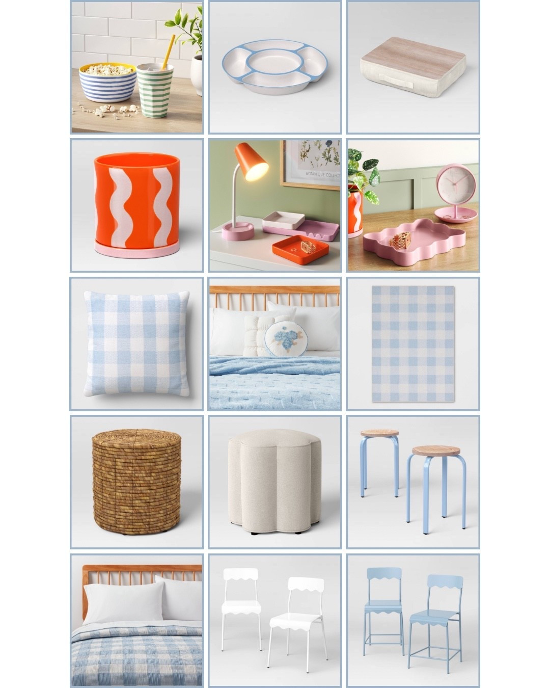Room Essentials new arrivals at Target are blowing me away! Starting at only $10! 

Home decor, dorm decor, kids room decor, target, target home, scalloped stool, ottoman, gingham, scalloped, bedding, blue and white 

#LTKFindsUnder50 #LTKHome #LTKSummerEdit