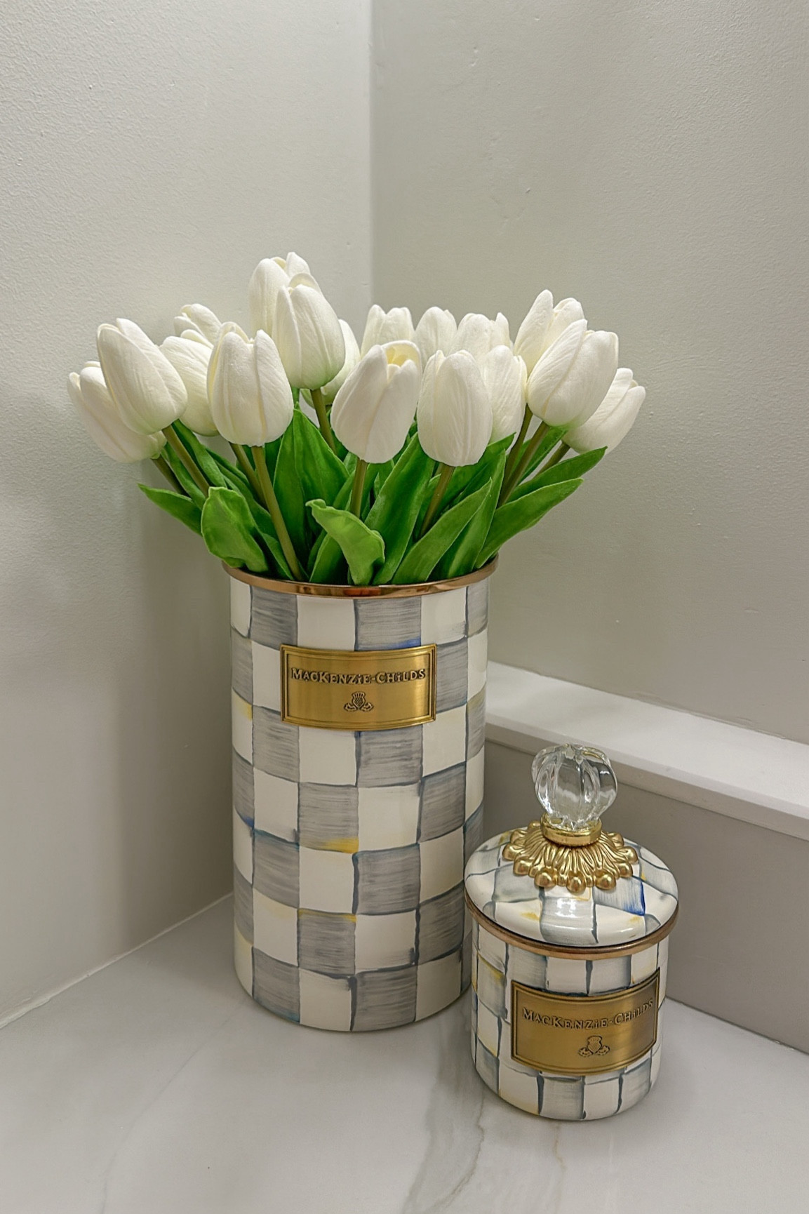 Mackenzie Childs sterling check utensil holder turned flower vase and canister 💐

#LTKstyletip #LTKhome #LTKU