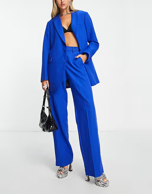 JJXX oversized blazer and tailored pants in bright blue | ASOS (Global)