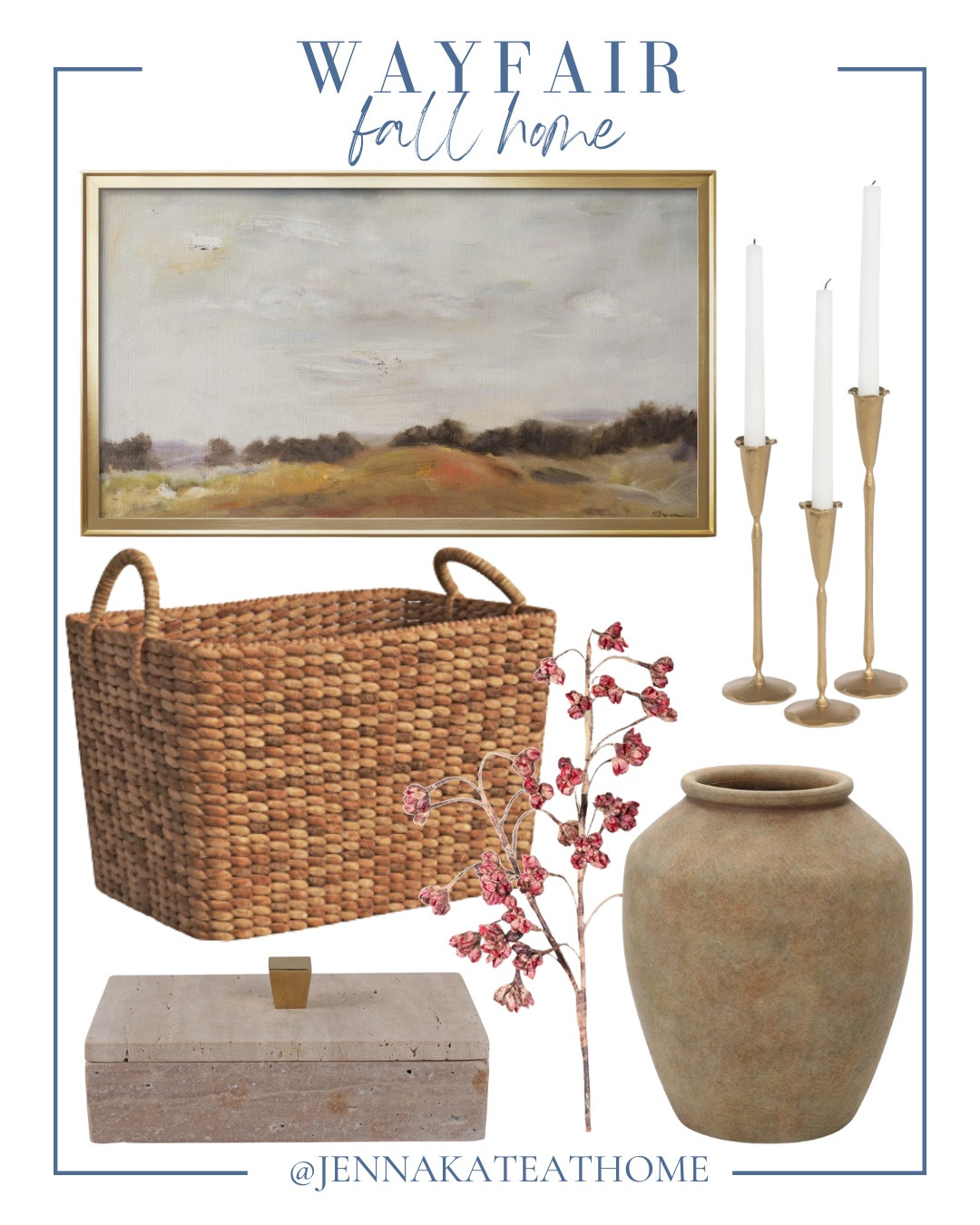 Wayfair fall home finds include vase, fall stems, decorative box, basket, candle stick holder, and wall art.

Home decor, looks for less, fall decor, fall refresh

#LTKHome #LTKSeasonal #LTKSaleAlert