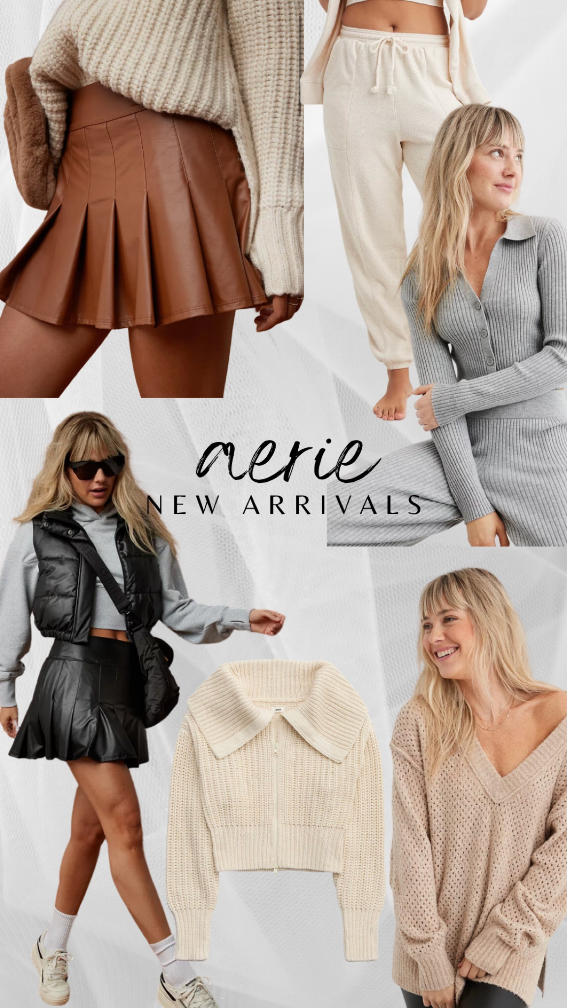 Leather faux leather skirt skort cardigan chunky knits sweats neutrals aerie American eagle sale new arrivals 

#LTKstyletip #LTKfindsunder50 #LTKSale