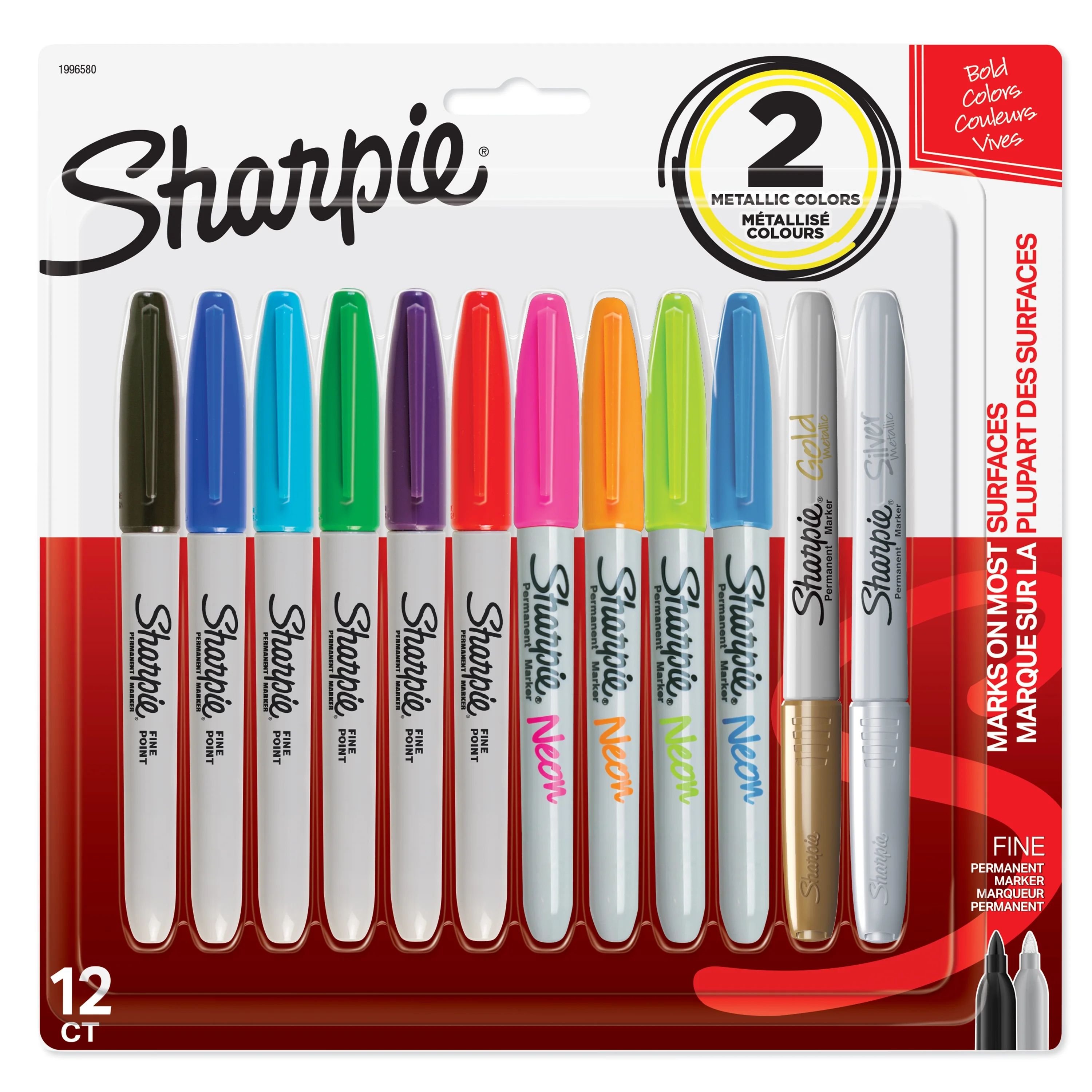 Sharpie Permanent Markers, Fine Point, Assorted Bold Colors, 12 Count | Walmart (US)