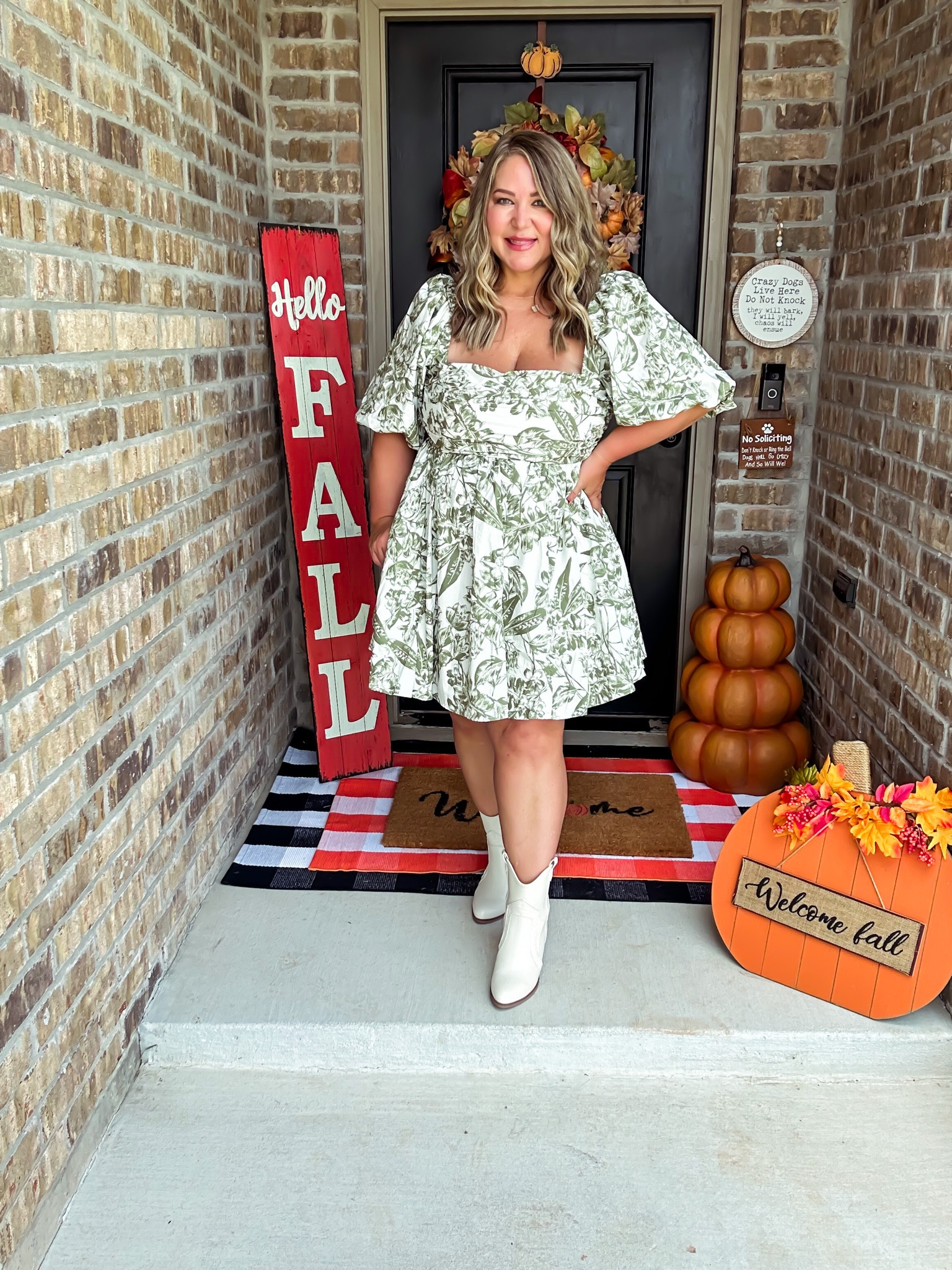 Dress size XL petite 
Boots tts (wide foot friendly) 
Bra size up one size in the band 
Slip shorts size up one 

#LTKplussize #LTKover40 #LTKmidsize