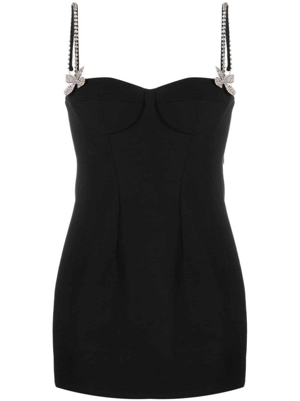 AREA butterfly crystal-embellished mini dress - Black | Farfetch Global
