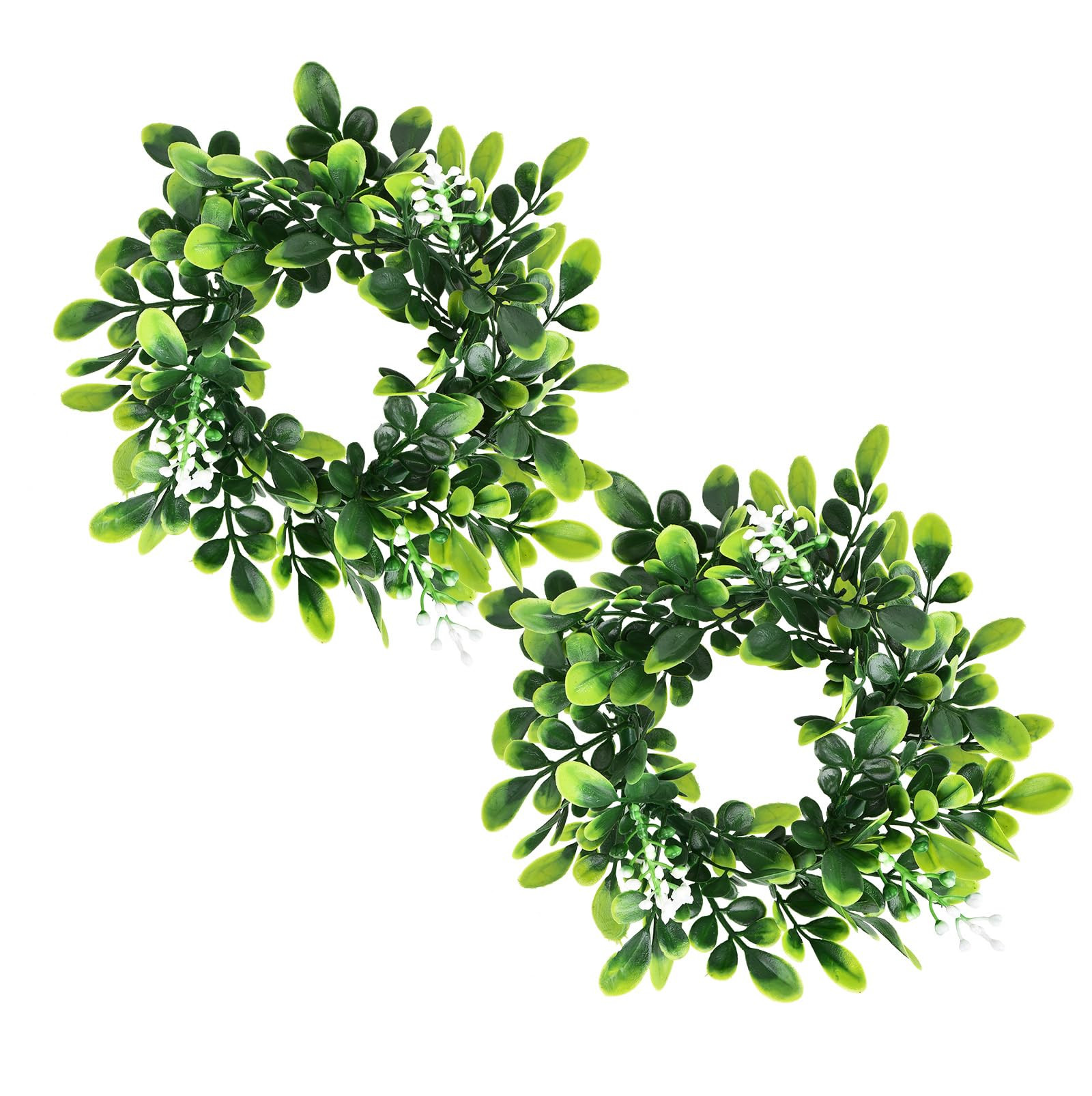 LSKYTOP Artificial Green Leaves Wreaths Candle Rings Mini Wreath Christmas Wreath Farmhouse Wreat... | Amazon (US)