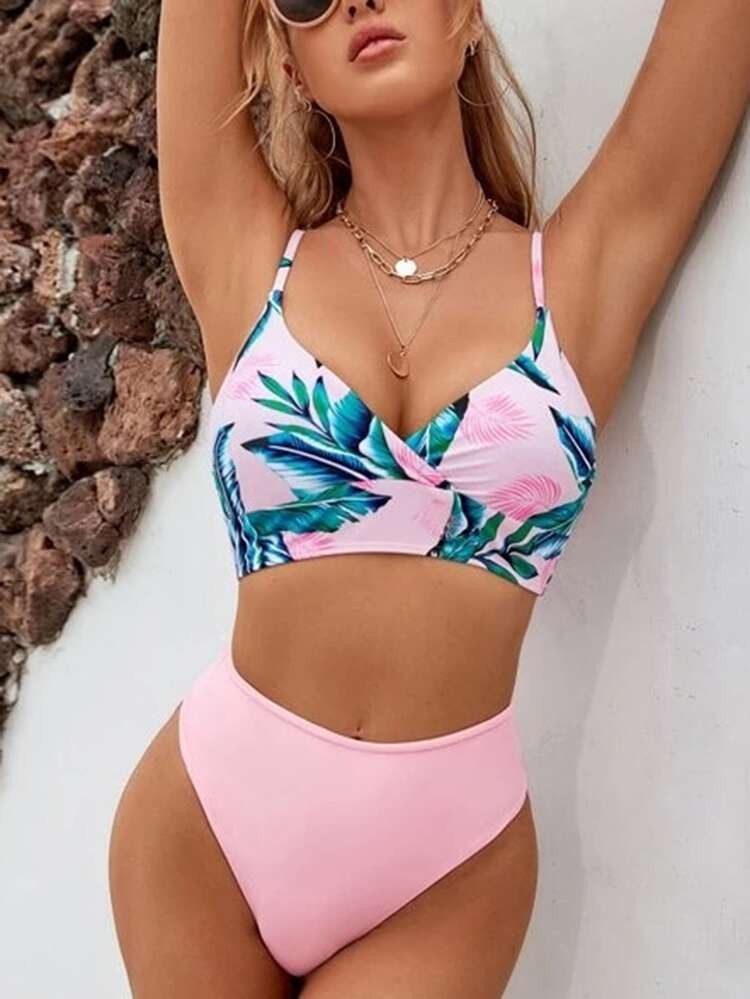 Tropical Pattern Bikini Swimsuit | ROMWE