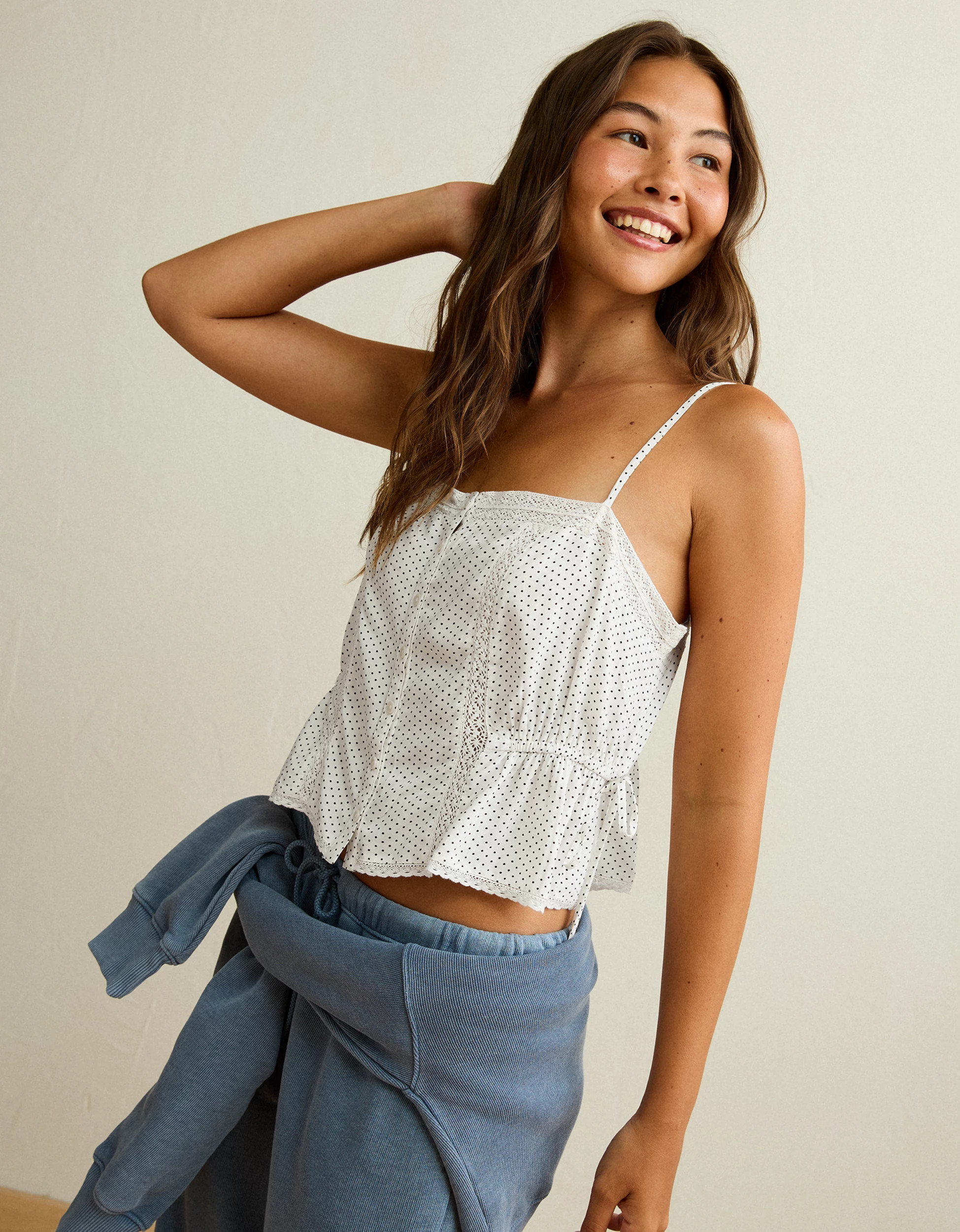 AE Tie-Waist Button-Up Cami | American Eagle Outfitters (US & CA)