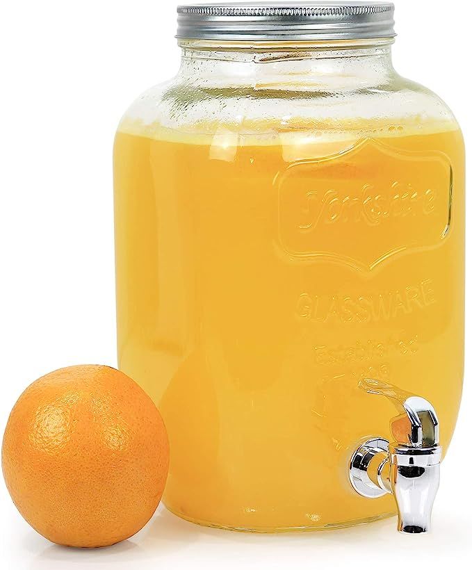 Estilo Glass Drink Dispenser, 1 Gallon Mason Jar Drink Dispenser with Leak-Free Spigot, Clear, Gl... | Amazon (US)