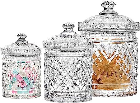 Godinger Canister Set, Crystal Canisters Food Storage Jars - Dublin Collection, Set of 3 | Amazon (US)