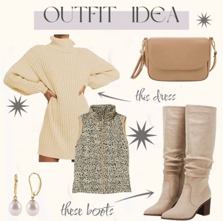 I love layering a leopard vest with this cream dress. Paired with boots and this neutral purse. 

#LTKstyletip #LTKunder50